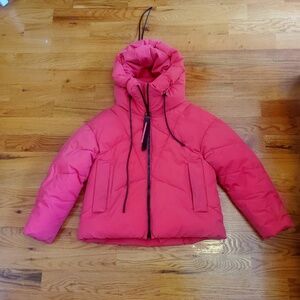 Warm + Cute Pink Puffer Jacket with Oversized Hood